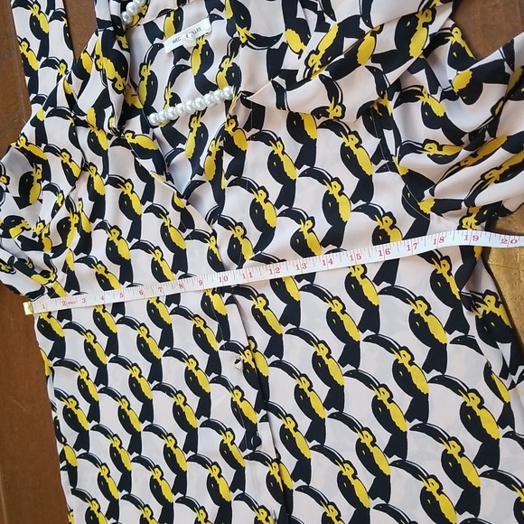 Alec Les Filles Womens Tucans Button Up Bow Tie Collar Blouse - Picture 6 of 9